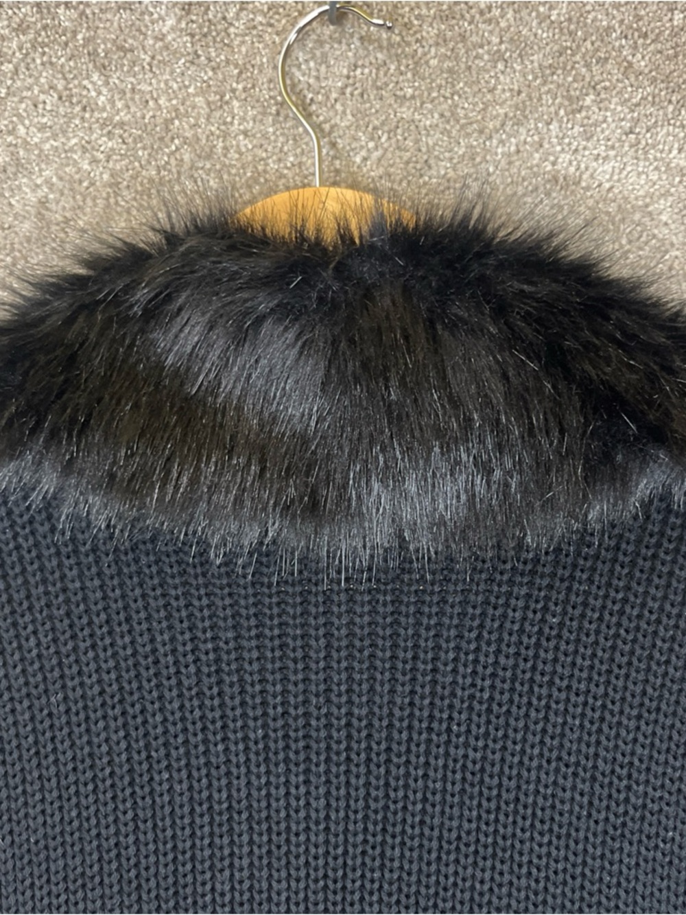 Talbots Cardigan Womens 2X Black Sleeveless Removable Faux Fur Collar Knit- 4519 - Picture 11 of 15
